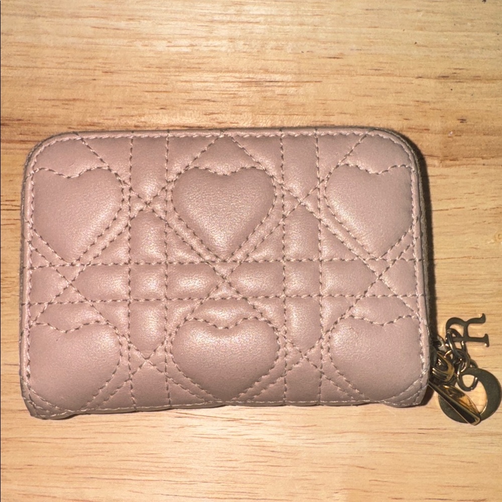 Dior Beige heart cannage Quilted zippy coin card holder compact wallet - Picture 3 of 13